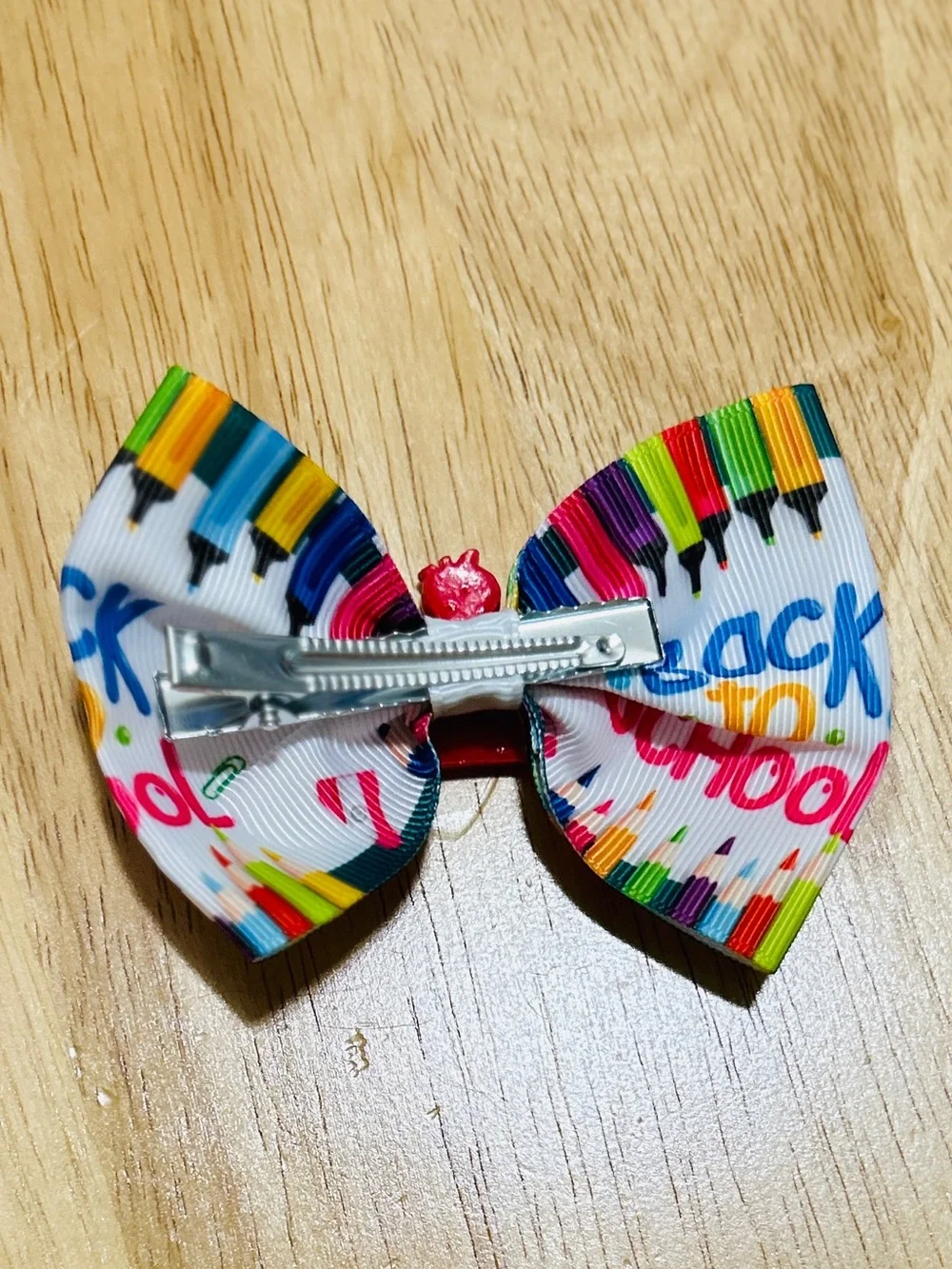 Back to School Multi-Color Kids Hair Bow with School Books Accent